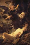 REMBRANDT Harmenszoon van Rijn The Angel stopping Abraham from sacrificing Isaac to God oil painting on canvas